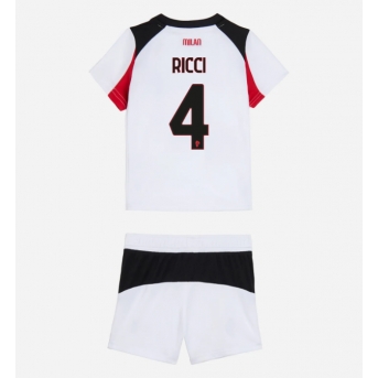 Billige Fotballdrakt AC Milan Samuele Ricci #4 Replika Bortedraktsett Barn 2025-26 Kortermet (med bukser)
